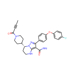 CC#CC(=O)N1CCC([C@H]2CCNc3c(C(N)=O)c(-c4ccc(Oc5ccc(F)cc5)cc4)nn32)CC1 ZINC001772634325