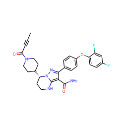 CC#CC(=O)N1CCC([C@H]2CCNc3c(C(N)=O)c(-c4ccc(Oc5ccc(F)cc5F)cc4)nn32)CC1 ZINC001772621659