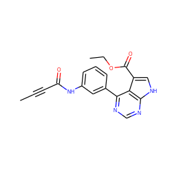 CC#CC(=O)Nc1cccc(-c2ncnc3[nH]cc(C(=O)OCC)c23)c1 ZINC000206754684