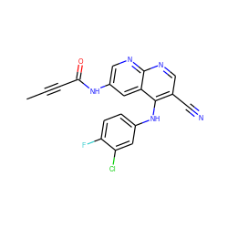 CC#CC(=O)Nc1cnc2ncc(C#N)c(Nc3ccc(F)c(Cl)c3)c2c1 ZINC000029208854