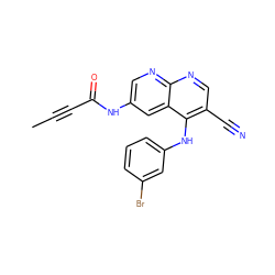 CC#CC(=O)Nc1cnc2ncc(C#N)c(Nc3cccc(Br)c3)c2c1 ZINC000029208188