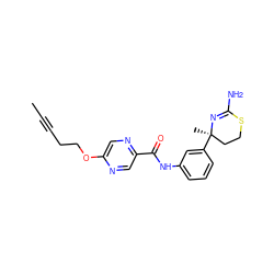 CC#CCCOc1cnc(C(=O)Nc2cccc([C@]3(C)CCSC(N)=N3)c2)cn1 ZINC000146060514