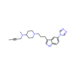 CC#CCN(C)C1CCN(CCCc2c[nH]c3ccc(-n4cnnc4)cc23)CC1 ZINC000013802503