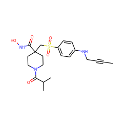 CC#CCNc1ccc(S(=O)(=O)CC2(C(=O)NO)CCN(C(=O)C(C)C)CC2)cc1 ZINC000028861990