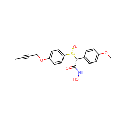 CC#CCOc1ccc([S@+]([O-])[C@@H](C(=O)NO)c2ccc(OC)cc2)cc1 ZINC000013585987