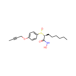 CC#CCOc1ccc([S@+]([O-])[C@@H](CCCCCC)C(=O)NO)cc1 ZINC000003817802