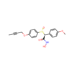 CC#CCOc1ccc([S@+]([O-])[C@H](C(=O)NO)c2ccc(OC)cc2)cc1 ZINC000013585982