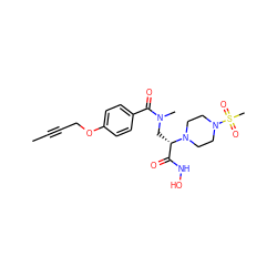 CC#CCOc1ccc(C(=O)N(C)C[C@@H](C(=O)NO)N2CCN(S(C)(=O)=O)CC2)cc1 ZINC000116375535