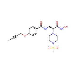 CC#CCOc1ccc(C(=O)NC[C@@H](C(=O)NO)N2CCN(S(C)(=O)=O)CC2)cc1 ZINC000068267031