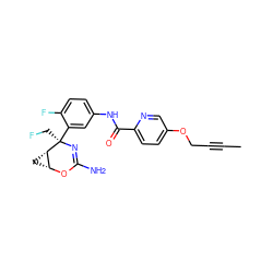 CC#CCOc1ccc(C(=O)Nc2ccc(F)c([C@@]3(CF)N=C(N)O[C@@H]4C[C@@H]43)c2)nc1 ZINC000226118075