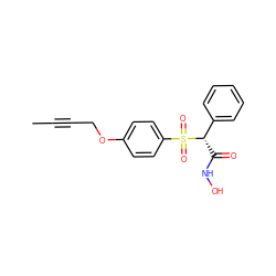 CC#CCOc1ccc(S(=O)(=O)[C@@H](C(=O)NO)c2ccccc2)cc1 ZINC000013585974