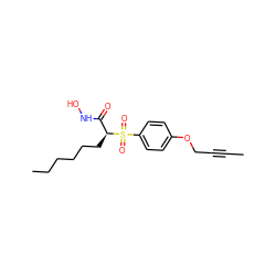 CC#CCOc1ccc(S(=O)(=O)[C@@H](CCCCCC)C(=O)NO)cc1 ZINC000013585942