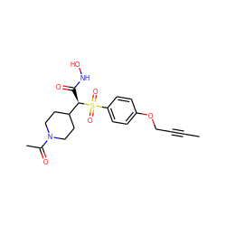 CC#CCOc1ccc(S(=O)(=O)[C@H](C(=O)NO)C2CCN(C(C)=O)CC2)cc1 ZINC000013586027