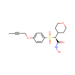 CC#CCOc1ccc(S(=O)(=O)[C@H](C(=O)NO)C2CCOCC2)cc1 ZINC000013586006