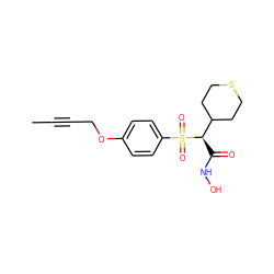 CC#CCOc1ccc(S(=O)(=O)[C@H](C(=O)NO)C2CCSCC2)cc1 ZINC000013586010