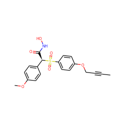 CC#CCOc1ccc(S(=O)(=O)[C@H](C(=O)NO)c2ccc(OC)cc2)cc1 ZINC000013585991