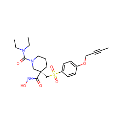 CC#CCOc1ccc(S(=O)(=O)C[C@@]2(C(=O)NO)CCCN(C(=O)N(CC)CC)C2)cc1 ZINC000028951518