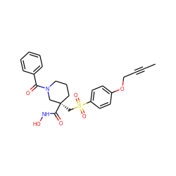 CC#CCOc1ccc(S(=O)(=O)C[C@@]2(C(=O)NO)CCCN(C(=O)c3ccccc3)C2)cc1 ZINC000028951485