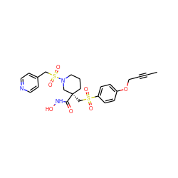 CC#CCOc1ccc(S(=O)(=O)C[C@@]2(C(=O)NO)CCCN(S(=O)(=O)Cc3ccncc3)C2)cc1 ZINC000028951514