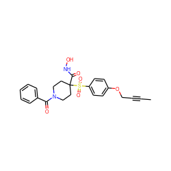 CC#CCOc1ccc(S(=O)(=O)C2(C(=O)NO)CCN(C(=O)c3ccccc3)CC2)cc1 ZINC000040976250