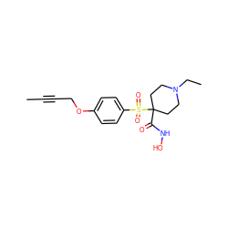 CC#CCOc1ccc(S(=O)(=O)C2(C(=O)NO)CCN(CC)CC2)cc1 ZINC000013586056