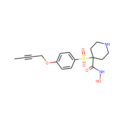 CC#CCOc1ccc(S(=O)(=O)C2(C(=O)NO)CCNCC2)cc1 ZINC000034292469