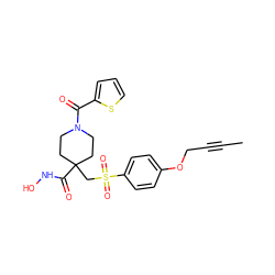 CC#CCOc1ccc(S(=O)(=O)CC2(C(=O)NO)CCN(C(=O)c3cccs3)CC2)cc1 ZINC000034801900