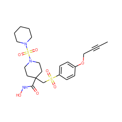 CC#CCOc1ccc(S(=O)(=O)CC2(C(=O)NO)CCN(S(=O)(=O)N3CCCCC3)CC2)cc1 ZINC000028816906