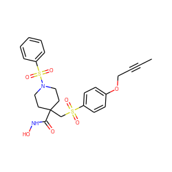 CC#CCOc1ccc(S(=O)(=O)CC2(C(=O)NO)CCN(S(=O)(=O)c3ccccc3)CC2)cc1 ZINC000034802401