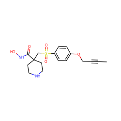 CC#CCOc1ccc(S(=O)(=O)CC2(C(=O)NO)CCNCC2)cc1 ZINC000034802398