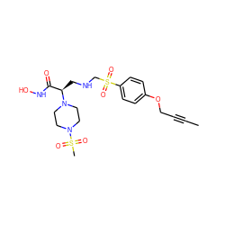 CC#CCOc1ccc(S(=O)(=O)CNC[C@H](C(=O)NO)N2CCN(S(C)(=O)=O)CC2)cc1 ZINC000144436694