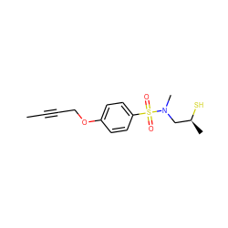 CC#CCOc1ccc(S(=O)(=O)N(C)C[C@H](C)S)cc1 ZINC000028820841