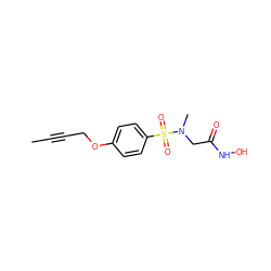 CC#CCOc1ccc(S(=O)(=O)N(C)CC(=O)NO)cc1 ZINC000013537375