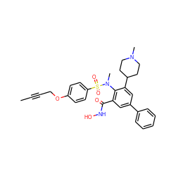 CC#CCOc1ccc(S(=O)(=O)N(C)c2c(C(=O)NO)cc(-c3ccccc3)cc2C2CCN(C)CC2)cc1 ZINC000028223542