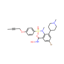 CC#CCOc1ccc(S(=O)(=O)N(C)c2c(C(=O)NO)cc(Br)cc2C2CCN(C)CC2)cc1 ZINC000028222186