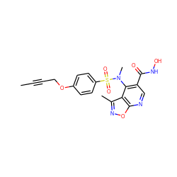 CC#CCOc1ccc(S(=O)(=O)N(C)c2c(C(=O)NO)cnc3onc(C)c23)cc1 ZINC000003924184