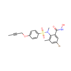 CC#CCOc1ccc(S(=O)(=O)N(C)c2c(C)cc(Br)cc2C(=O)NO)cc1 ZINC000013440694