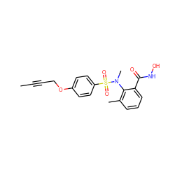 CC#CCOc1ccc(S(=O)(=O)N(C)c2c(C)cccc2C(=O)NO)cc1 ZINC000013440715