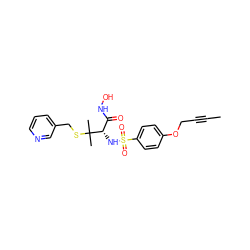 CC#CCOc1ccc(S(=O)(=O)N[C@@H](C(=O)NO)C(C)(C)SCc2cccnc2)cc1 ZINC000013537409