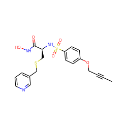 CC#CCOc1ccc(S(=O)(=O)N[C@@H](CSCc2cccnc2)C(=O)NO)cc1 ZINC000013537397