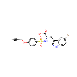 CC#CCOc1ccc(S(=O)(=O)N[C@@H](Cc2c[nH]c3ccc(Br)cc23)C(=O)O)cc1 ZINC000035880809