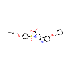 CC#CCOc1ccc(S(=O)(=O)N[C@@H](Cc2c[nH]c3ccc(OCc4ccccc4)cc23)C(=O)O)cc1 ZINC000034621351