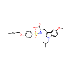 CC#CCOc1ccc(S(=O)(=O)N[C@@H](Cc2cn(CC(C)C)c3ccc(OC)cc23)C(=O)O)cc1 ZINC000035953234