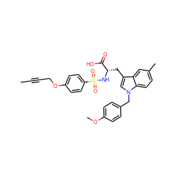 CC#CCOc1ccc(S(=O)(=O)N[C@@H](Cc2cn(Cc3ccc(OC)cc3)c3ccc(C)cc23)C(=O)O)cc1 ZINC000042921672