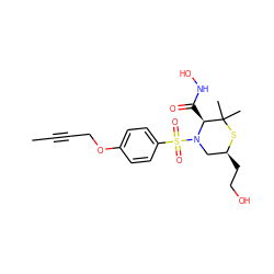 CC#CCOc1ccc(S(=O)(=O)N2C[C@H](CCO)SC(C)(C)[C@@H]2C(=O)NO)cc1 ZINC000028572160