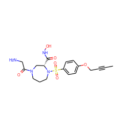 CC#CCOc1ccc(S(=O)(=O)N2CCCN(C(=O)CN)C[C@@H]2C(=O)NO)cc1 ZINC000028339480