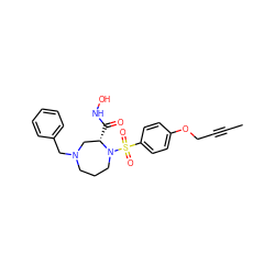 CC#CCOc1ccc(S(=O)(=O)N2CCCN(Cc3ccccc3)C[C@@H]2C(=O)NO)cc1 ZINC000028339454