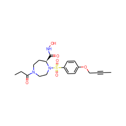 CC#CCOc1ccc(S(=O)(=O)N2CCN(C(=O)CC)CC[C@H]2C(=O)NO)cc1 ZINC000028128091