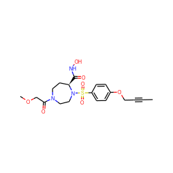 CC#CCOc1ccc(S(=O)(=O)N2CCN(C(=O)COC)CC[C@H]2C(=O)NO)cc1 ZINC000028121881