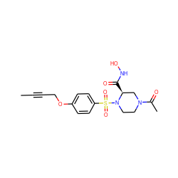 CC#CCOc1ccc(S(=O)(=O)N2CCN(C(C)=O)C[C@@H]2C(=O)NO)cc1 ZINC000028526075